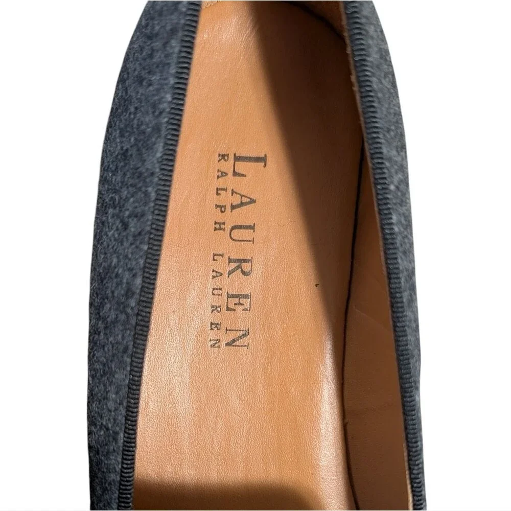Ralph Lauren Gray Wool loafer size 5.5 B Monogrammed Leather sole Brazil preppy